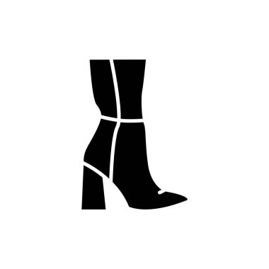 Yüksek topuklu ayakkabılar, siyah sembol. Web sayfası için piktogram, mobil uygulama, tanıtım. UI UX GUI tasarım elemanı. Düzenlenebilir vuruş.