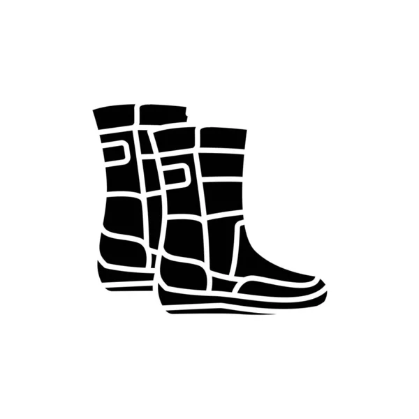 Botas Invierno Icono Glifo Negro Pictograma Para Página Web Aplicación — Archivo Imágenes Vectoriales