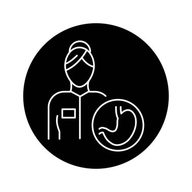 Gastroenterolog renk çizgisi ikonu. Konu madde uzmanı. Web sayfası için piktogram, mobil uygulama, tanıtım. UI UX GUI tasarım elemanı. Düzenlenebilir vuruş.