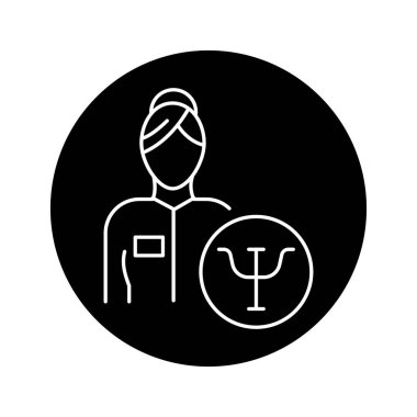 Psikolog renk çizgisi ikonu. Konu madde uzmanı. Web sayfası için piktogram, mobil uygulama, tanıtım. UI UX GUI tasarım elemanı. Düzenlenebilir vuruş.