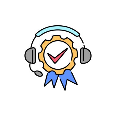 Kaliteli servis renk çizgisi simgesi. Web sayfası için piktogram, mobil uygulama, tanıtım. UI UX GUI tasarım elemanı. Düzenlenebilir vuruş.