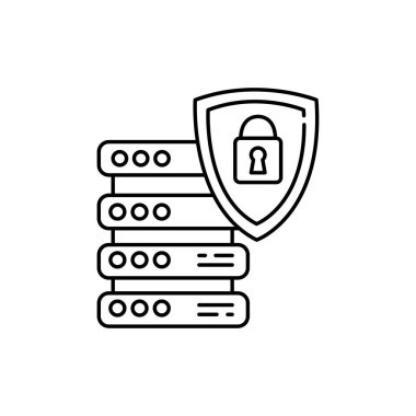 Veri koruması renk çizgisi simgesi. Web sayfası için piktogram, mobil uygulama, tanıtım. UI UX GUI tasarım elemanı. Düzenlenebilir vuruş.