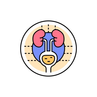 Üroloji renk çizgisi simgesi. Web sayfası için piktogram, mobil uygulama, tanıtım. UI UX GUI tasarım elemanı. Düzenlenebilir vuruş.