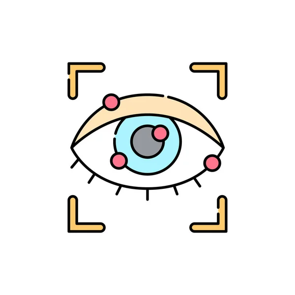 Значок Цвета Линии Сканирования Глаз Документы Удостоверение Личности Пиктограмма Веб — стоковый вектор