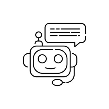 Chatbot renk çizgisi simgesi. Web sayfası için piktogram, mobil uygulama, tanıtım. UI UX GUI tasarım elemanı. Düzenlenebilir vuruş.