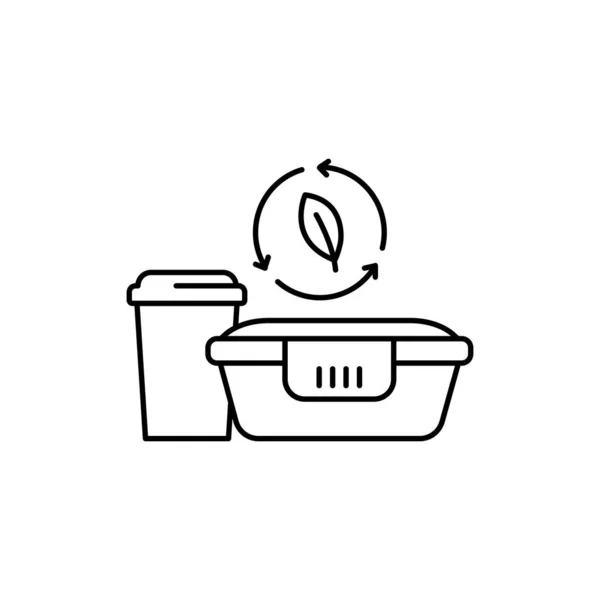 Eco Gerecycleerd Servies Kleur Lijn Pictogram Pictogram Voor Webpagina Mobiele — Stockvector