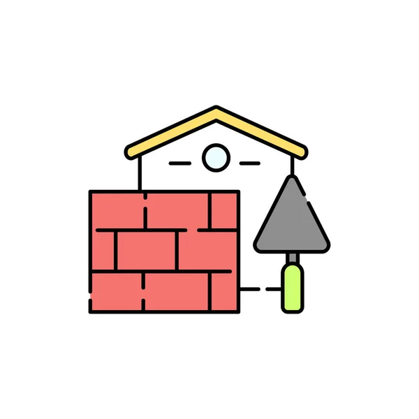 Häuserwände Hause Farbzeilensymbol Piktogramm Für Webseite Mobile App Promo Gui — Stockvektor