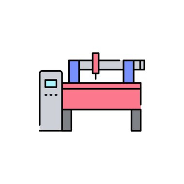 Lazer makinesi renk çizgisi simgesi. Web sayfası için piktogram, mobil uygulama, tanıtım. UI UX GUI tasarım elemanı. Düzenlenebilir vuruş.