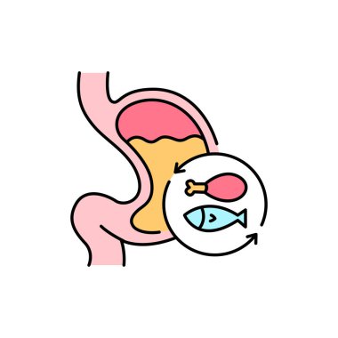 Sindirim gıdası renk çizgisi simgesi. Web sayfası için piktogram, mobil uygulama, tanıtım. UI UX GUI tasarım elemanı. Düzenlenebilir vuruş.