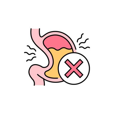 Hazımsızlık rengi çizgisi ikonu. Web sayfası için piktogram, mobil uygulama, tanıtım. UI UX GUI tasarım elemanı. Düzenlenebilir vuruş.