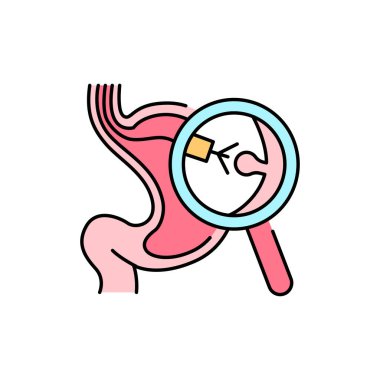 Endoskopi renkli çizgi simgesi. Web sayfası için piktogram, mobil uygulama, tanıtım. UI UX GUI tasarım elemanı. Düzenlenebilir vuruş.