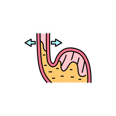 GERD renk çizgisi simgesi. Gastroözofagus reflü hastalığı. Web sayfası için piktogram, mobil uygulama, tanıtım. UI UX GUI tasarım elemanı. Düzenlenebilir vuruş.