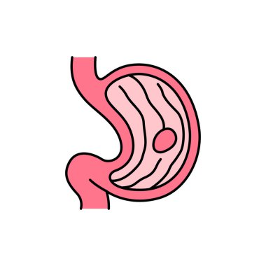 Ülser mide rengi çizgisi ikonu. Web sayfası için piktogram, mobil uygulama, tanıtım. UI UX GUI tasarım elemanı. Düzenlenebilir vuruş.