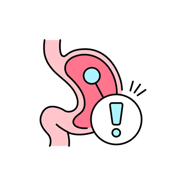 胃炎彩色线条图标 胃食管反流病 移动应用 宣传用的象形文字 Gui设计元素 可编辑笔划 — 图库矢量图片