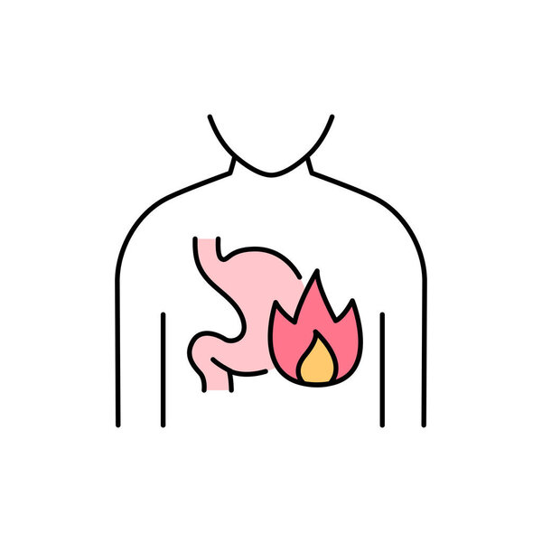 Heartburn olor line icon. Pictogram for web page, mobile app, promo. UI UX GUI design element. Editable stroke.