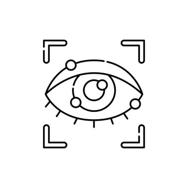 Göz tarama renk çizgisi simgesi. Kimlik ve kimlik doğrulama. Web sayfası için piktogram, mobil uygulama, tanıtım. UI UX GUI tasarım elemanı. Düzenlenebilir vuruş.