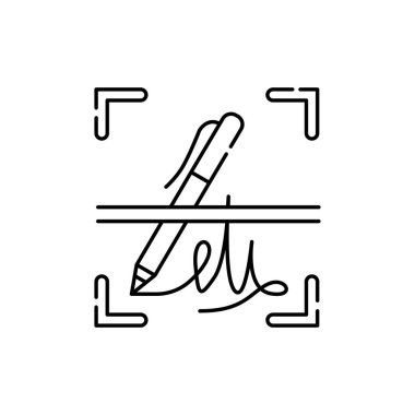 İmza renk çizgisi simgesi. Kimlik ve kimlik doğrulama. Web sayfası için piktogram, mobil uygulama, tanıtım. UI UX GUI tasarım elemanı. Düzenlenebilir vuruş.