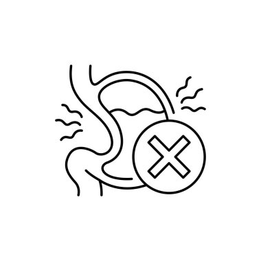 Hazımsızlık rengi çizgisi ikonu. Web sayfası için piktogram, mobil uygulama, tanıtım. UI UX GUI tasarım elemanı. Düzenlenebilir vuruş.