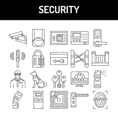 Security line icons set. Isolated vector element. Outline pictograms for web page, mobile app, promo. Editable stroke. clipart