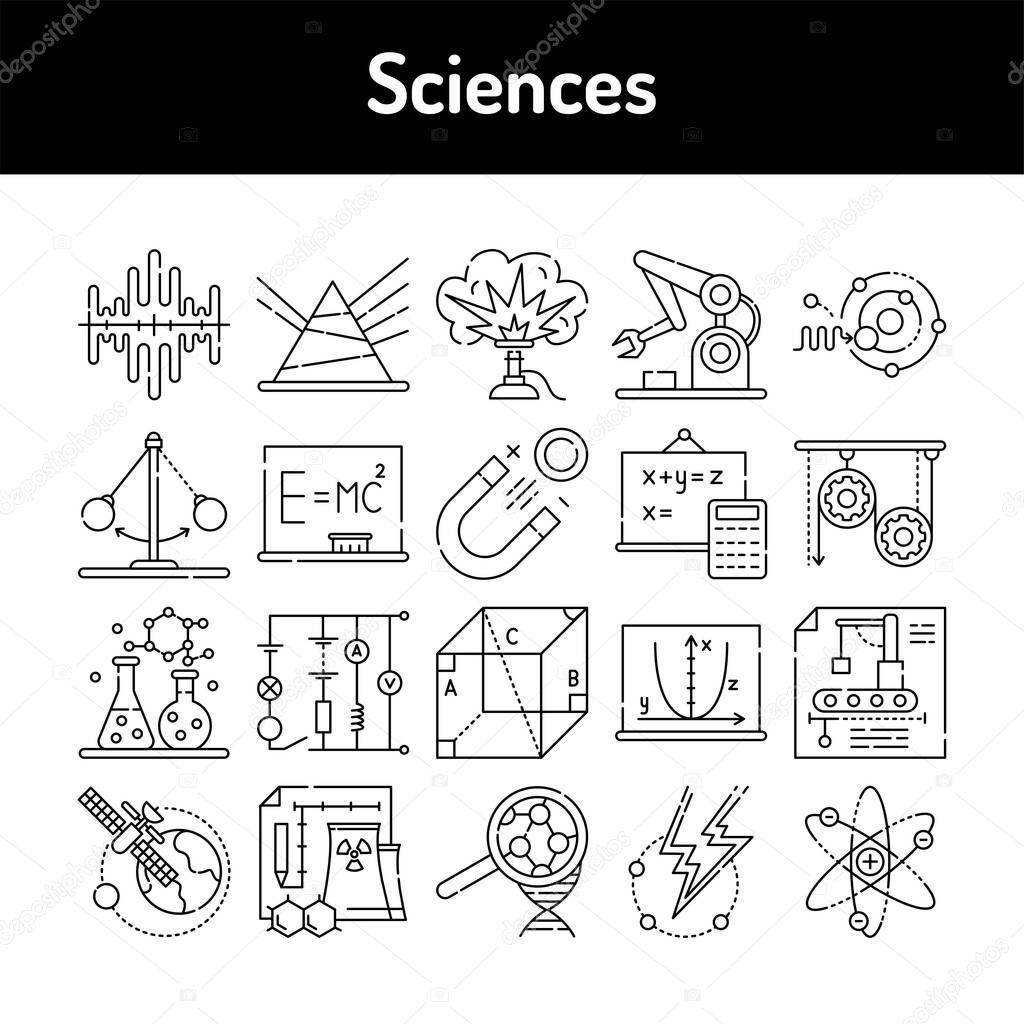 Sciences color line icons set. Signs for web page, mobile app, button, logo. Editable stroke.