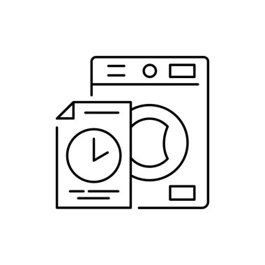Çamaşır makinesi kiralama renk çizgisi simgesi. Web sayfası için piktogram, mobil uygulama, tanıtım. UI UX GUI tasarım elemanı. Düzenlenebilir vuruş.