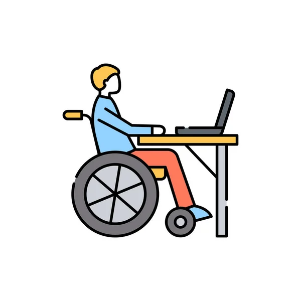 Icono Línea Color Trabajador Discapacitado Incapacidad Elemento Vectorial Aislado Esquema — Vector de stock