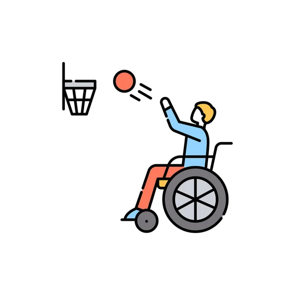 Deshabilitado Juego Baloncesto Icono Línea Color Incapacidad Elemento Vectorial Aislado — Vector de stock