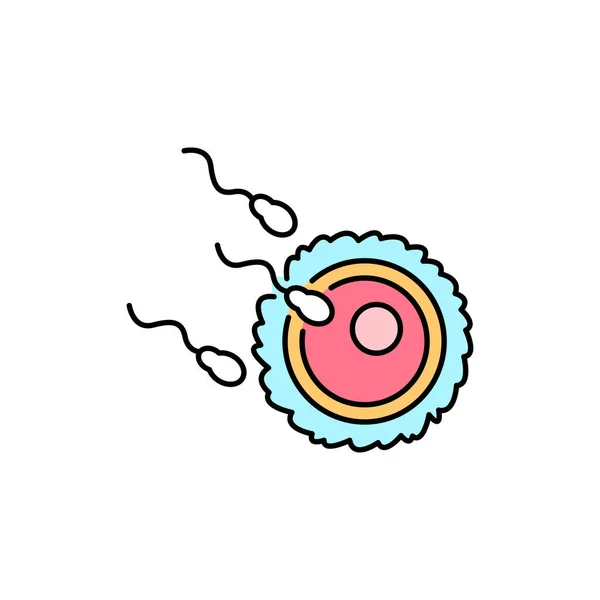 Ovum Fertilization Olor Line Icon 임신이요 페이지를 Pictogram 모바일 Gui — 스톡 벡터