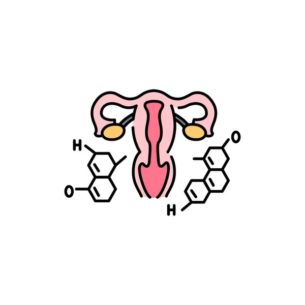 Estimulación Por Hormonas Línea Color Icono Planificación Del Embarazo Pictograma — Archivo Imágenes Vectoriales