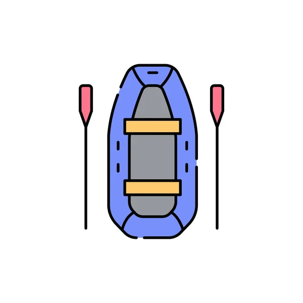 Nadmuchiwana Ikona Linii Kolorów Łodzi Izolowany Element Wektorowy Piktogram Szkicowy — Wektor stockowy