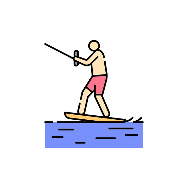 Icono Línea Color Wakeboarding Elemento Vectorial Aislado Esquema Pictograma Para — Archivo Imágenes Vectoriales