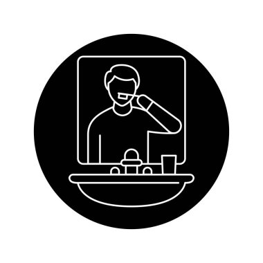 Diş fırçası renk çizgisi simgesi. Web sayfası için piktogram, mobil uygulama, tanıtım. UI UX GUI tasarım elemanı. Düzenlenebilir vuruş.