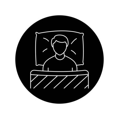 Yatak istirahatı renk çizgisi simgesi. Web sayfası için piktogram, mobil uygulama, tanıtım. UI UX GUI tasarım elemanı. Düzenlenebilir vuruş.