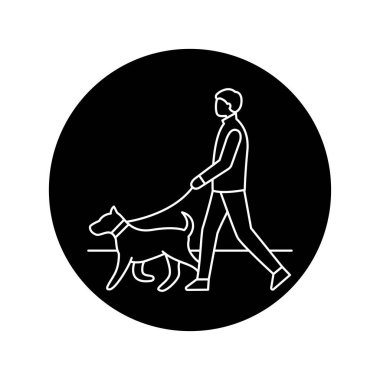 Köpek yürüyüşü renk çizgisi simgesi. Web sayfası için piktogram, mobil uygulama, tanıtım. UI UX GUI tasarım elemanı. Düzenlenebilir vuruş.