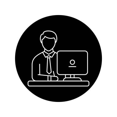 Çalışan adam renk çizgisi simgesi. Web sayfası için resim grafiği, mobil uygulama