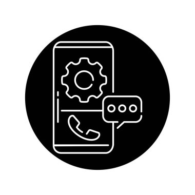Siyah kabartma simgesini çağır. Web sayfası için piktogram, mobil uygulama, tanıtım. UI UX GUI tasarım elemanı. Düzenlenebilir vuruş.