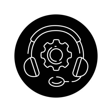 Teknik destek siyah kabartma simgesi. Web sayfası için piktogram, mobil uygulama, tanıtım. UI UX GUI tasarım elemanı. Düzenlenebilir vuruş.