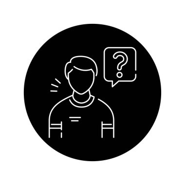 Siyah kabartma simgesini sor. Web sayfası için piktogram, mobil uygulama, tanıtım. UI UX GUI tasarım elemanı. Düzenlenebilir vuruş.