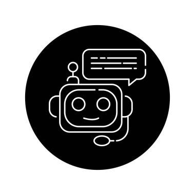 Chatbot siyah sembol. Web sayfası için piktogram, mobil uygulama, tanıtım. UI UX GUI tasarım elemanı. Düzenlenebilir vuruş.
