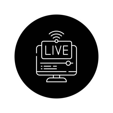 Canlı yayın siyah kabartma simgesi. Web sayfası için resim grafiği, mobil uygulama