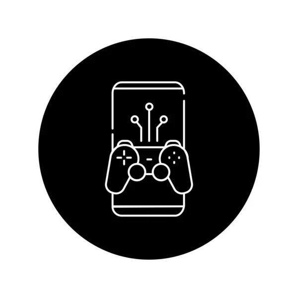 Game streaming i telefon svart glyf ikon. Piktogram för webbsida, mobilapp — Stock vektor