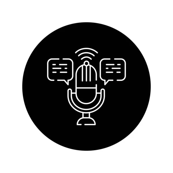 Voice Podcast Black Glyph Icon Pictogram Web Page Mobile App — Stock Vector