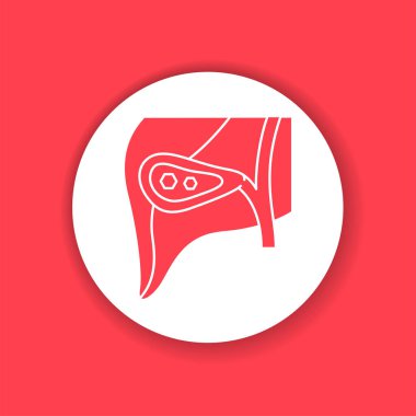 Pankreas taşları sembolü. Akut pankreas iltihabı. İnsan organı konsepti. Web sayfası, mobil uygulama, düğme, logo için imza. Vektör izole ögesi.