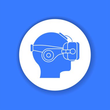 VR kulaklık siyah sembol. Sanal gerçeklik deneyimi. Yenilikçi dijital cihaz. Web sayfası için piktogram, mobil uygulama, tanıtım. UI UX Arayüz tasarım ögesi.