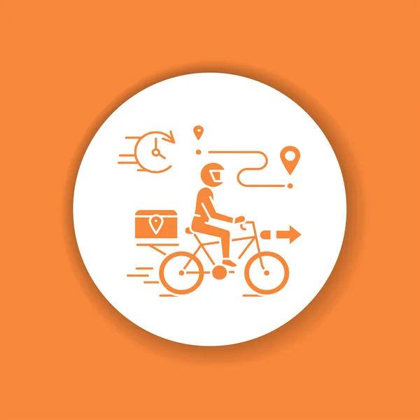 Mensajero Entrega Icono Glifo Hombre Monta Bicicleta Envío Urgente Firme — Vector de stock