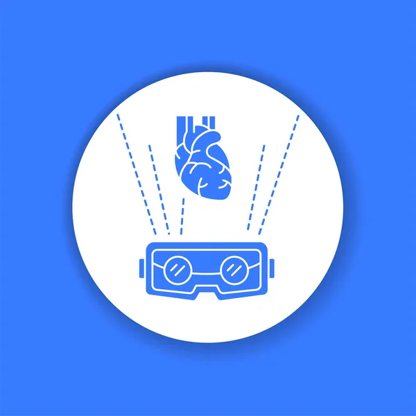 Vr心臓手術黒グリフアイコン 医学における仮想現実 ウェブページ モバイルアプリ プロモーションのためのPictogram Guiデザイン要素 — ストックベクタ