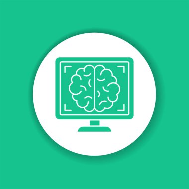 MR beyin rengi kabartma simgesi. Tıbbi ve bilimsel kavram. Laboratuvar teşhisi. Web için piktogram, mobil uygulama, tanıtım.