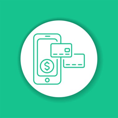 Akıllı telefon renk simgesi şeklinde internet bankacılığı mobil uygulaması. Web sayfası için piktogram, mobil uygulama, tanıtım. UI UX GUI tasarım elemanı. Düzenlenebilir vuruş