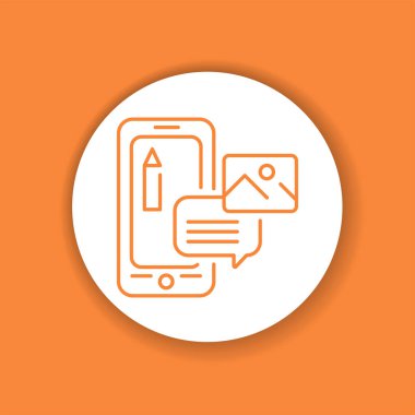 Akıllı telefon renk simgesi içinde fotoğraf düzenleyici mobil uygulama. Web sayfası için piktogram, mobil uygulama, tanıtım. UI UX Arayüz tasarım ögesi.