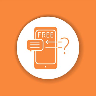 Ücretsiz online danışma kabartma renk simgesi. SMM terfisi. Web sayfası, mobil uygulama, düğme, logo için imza. Vektör izole ögesi.